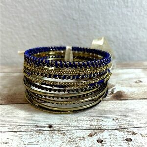 Amrita Singh Elegant Gold and Blue Bangle Set